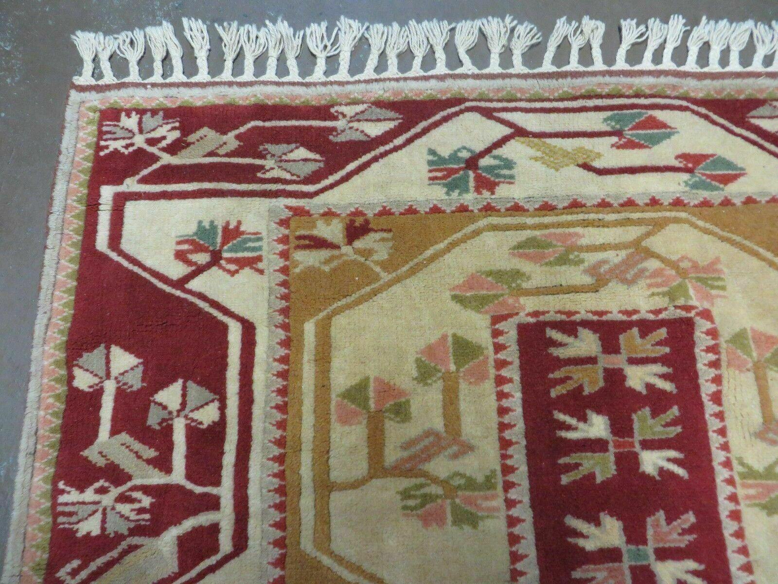 4' X 6' Vintage Handmade Knotted Turkish Kazak Pattern Wool Rug Carpet Nice - Nuvé