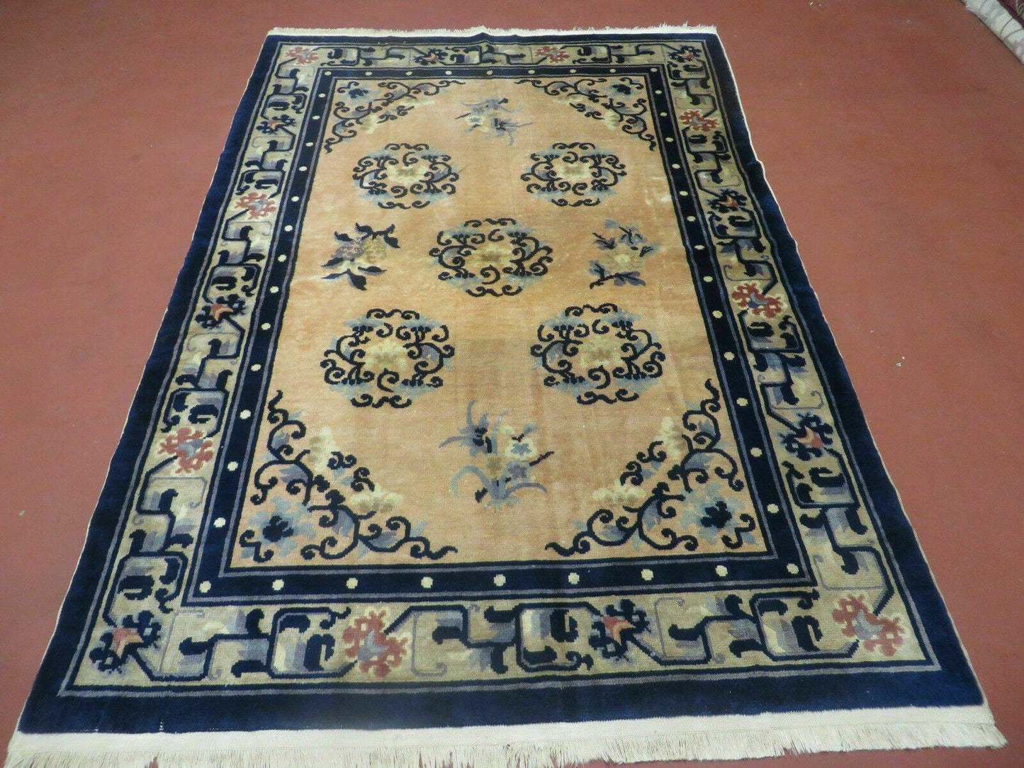 4' X 6' Antique Handmade Fine Knotted Peking Chinese Wool Rug Amiri Salmon - Nuvé