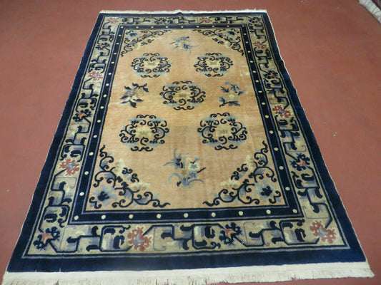 4' X 6' Antique Handmade Fine Knotted Peking Chinese Wool Rug Amiri Salmon - Nuvé