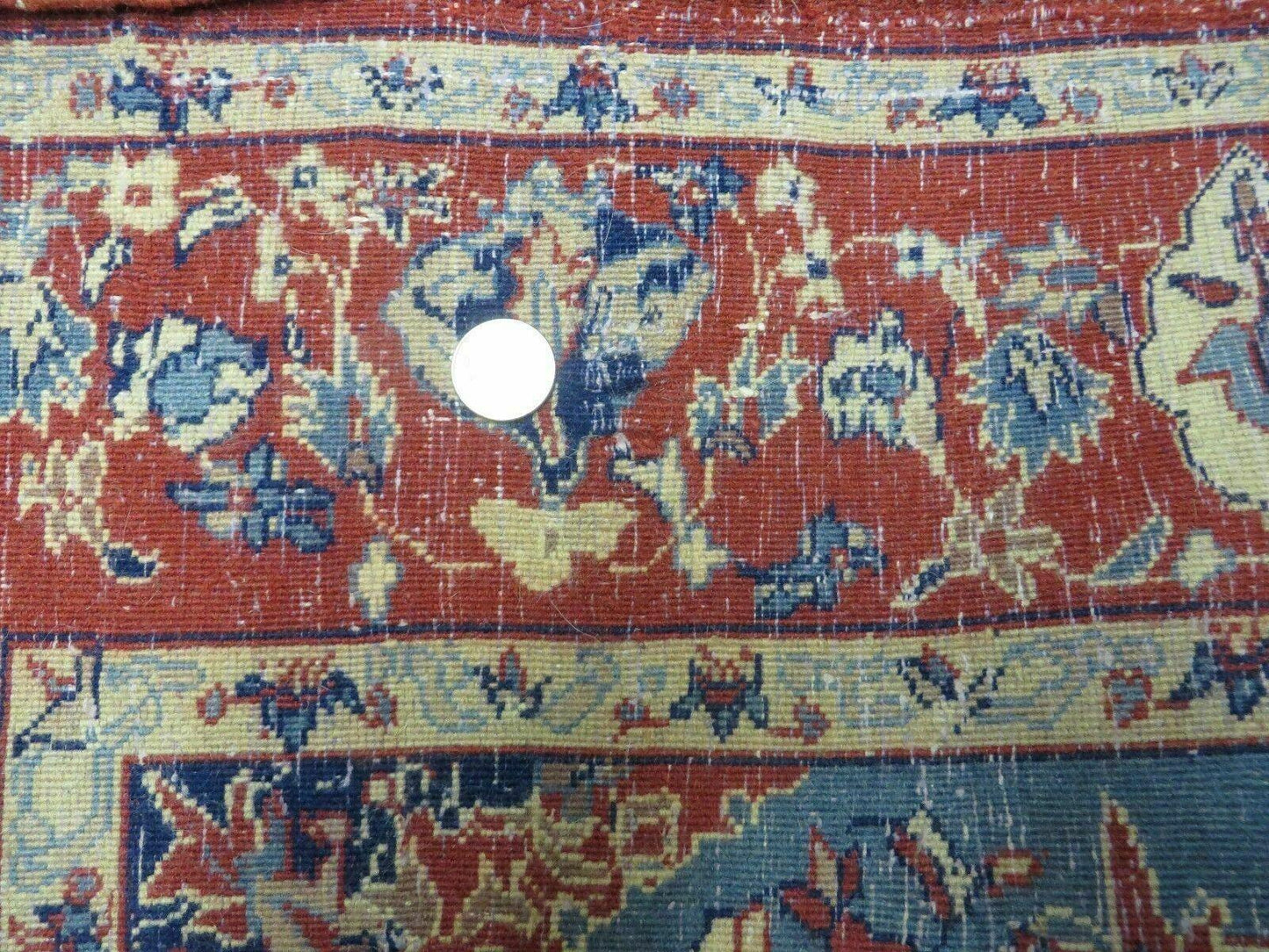 3' X 5' Vintage Handmade Authentic Oriental Floral Medallion Fine Wool Rug Beige Red and Blue Top Quality Veg Dyes - Nuvé