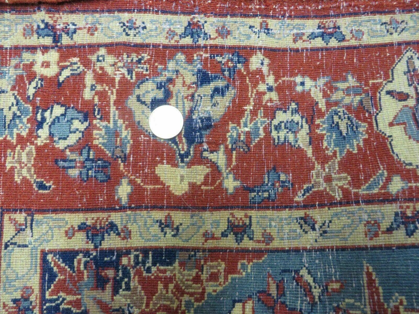 3' X 5' Vintage Handmade Authentic Oriental Floral Medallion Fine Wool Rug Beige Red and Blue Top Quality Veg Dyes - Nuvé