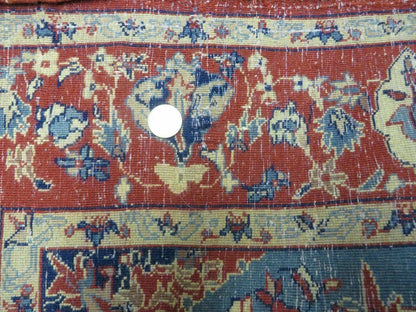 3' X 5' Vintage Handmade Authentic Oriental Floral Medallion Fine Wool Rug Beige Red and Blue Top Quality Veg Dyes - Nuvé