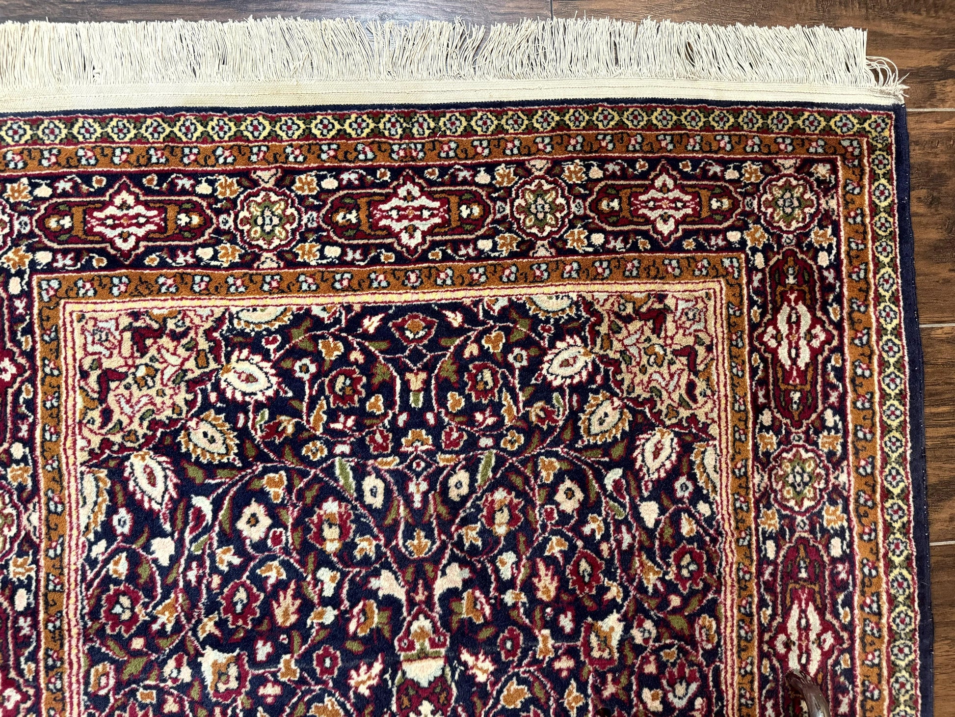 Indo Kashmiri Rug 3x5, Navy Blue, Very Fine 400 KPSI, Pair A - Nuvé
