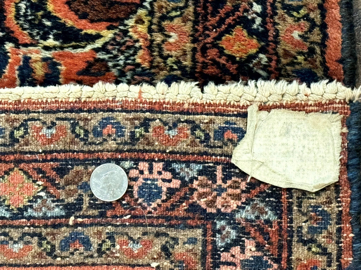 Antique Persian Lilihan Rug 2x4, Red, Floral, Wool, Handmade Lilian Persian Carpet