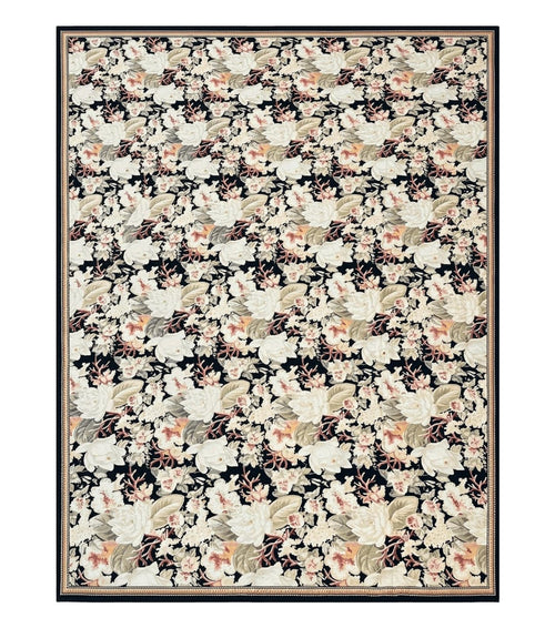 Palace Size Needlepoint Rug 13x17, Extra Large Wool Floral Handmade Carpet, European Design, Botanical