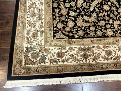 Sino Persian Rug 9x12, Floral Medallion, Black and Ivory, Elegant - Nuvé