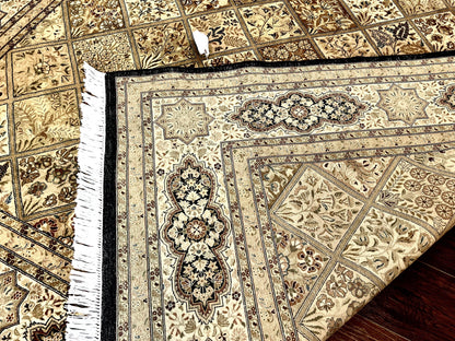 Pak Persian Rug 8x10, Multipanel Kirman Design, Wool Hand Knotted Vintage Carpet, Fine Weave Oriental Rug 8 x 10 - Nuvé
