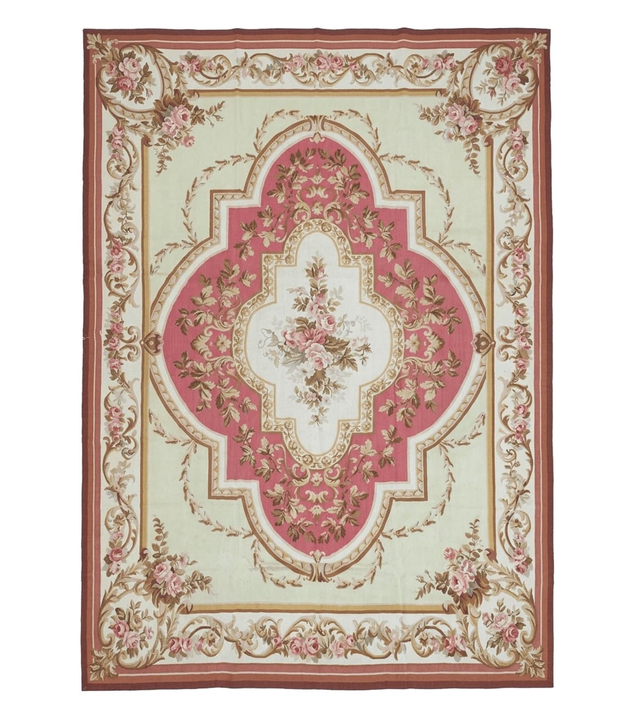 Large Aubusson Rug 10x14, European Elegant French Design, Floral Carpet