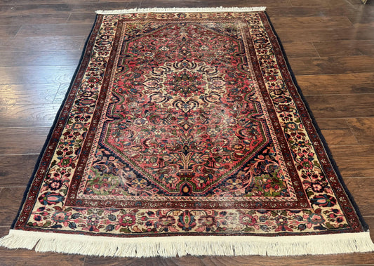 Antique Persian Malayer Rug 4'7" x 6'6" – 1920s Tribal Red Wool Carpet - Nuvé