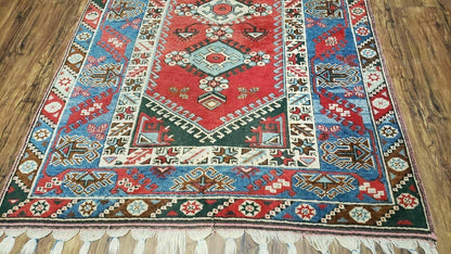 4' X 6' Handmade Turkish Super Kazak Shirvan Wool Rug Colorful - Nuvé