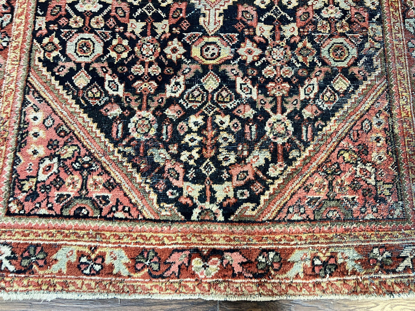 Antique Persian Mahal Rug 4x7, Wool Hand Knotted Tribal Geometric Carpet - Nuvé