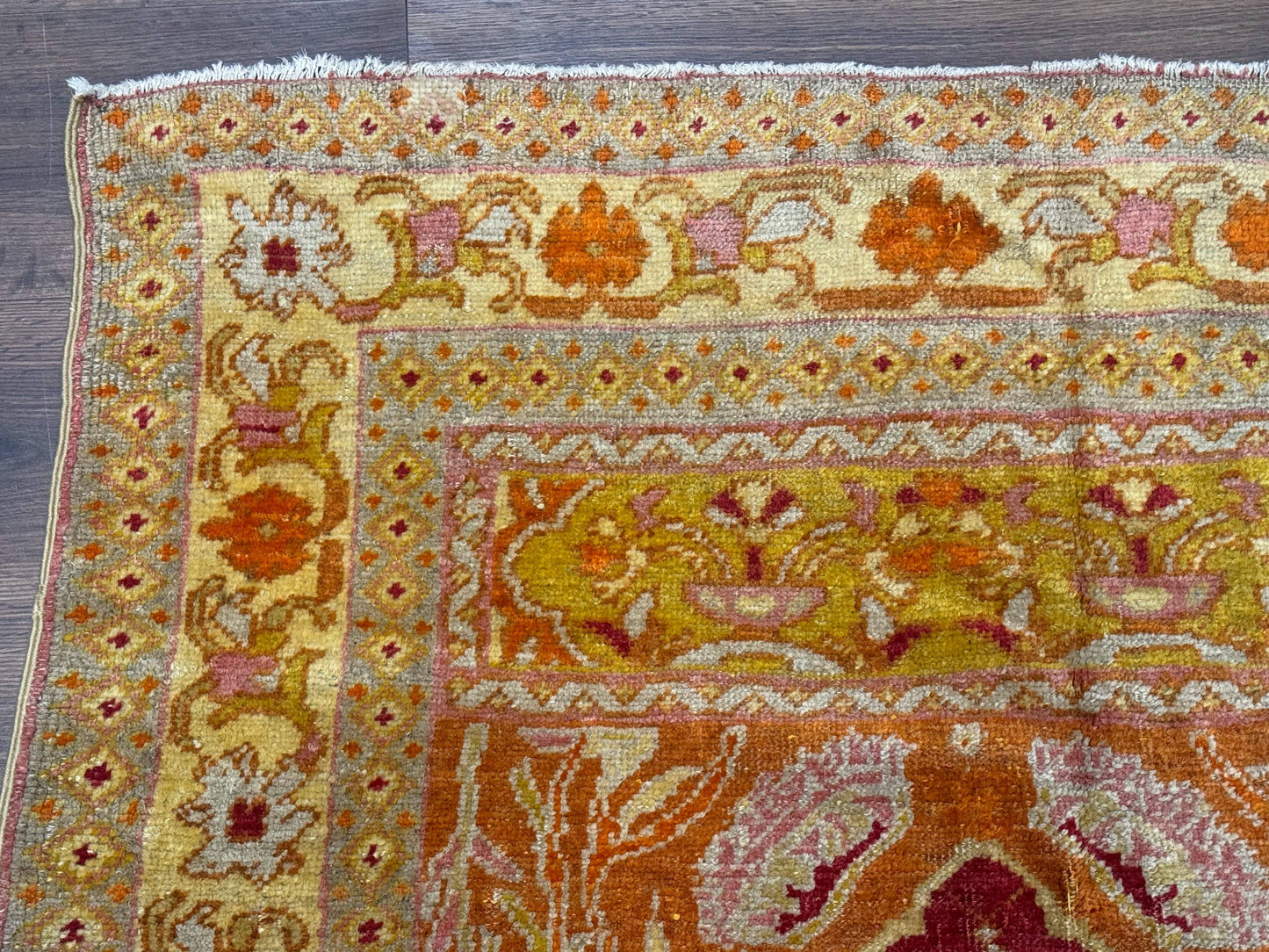 Antique Turkish Prayer Rug 4x6, Red and Golden Mustard, Mihrab Design, Anatolian Carpet - Nuvé