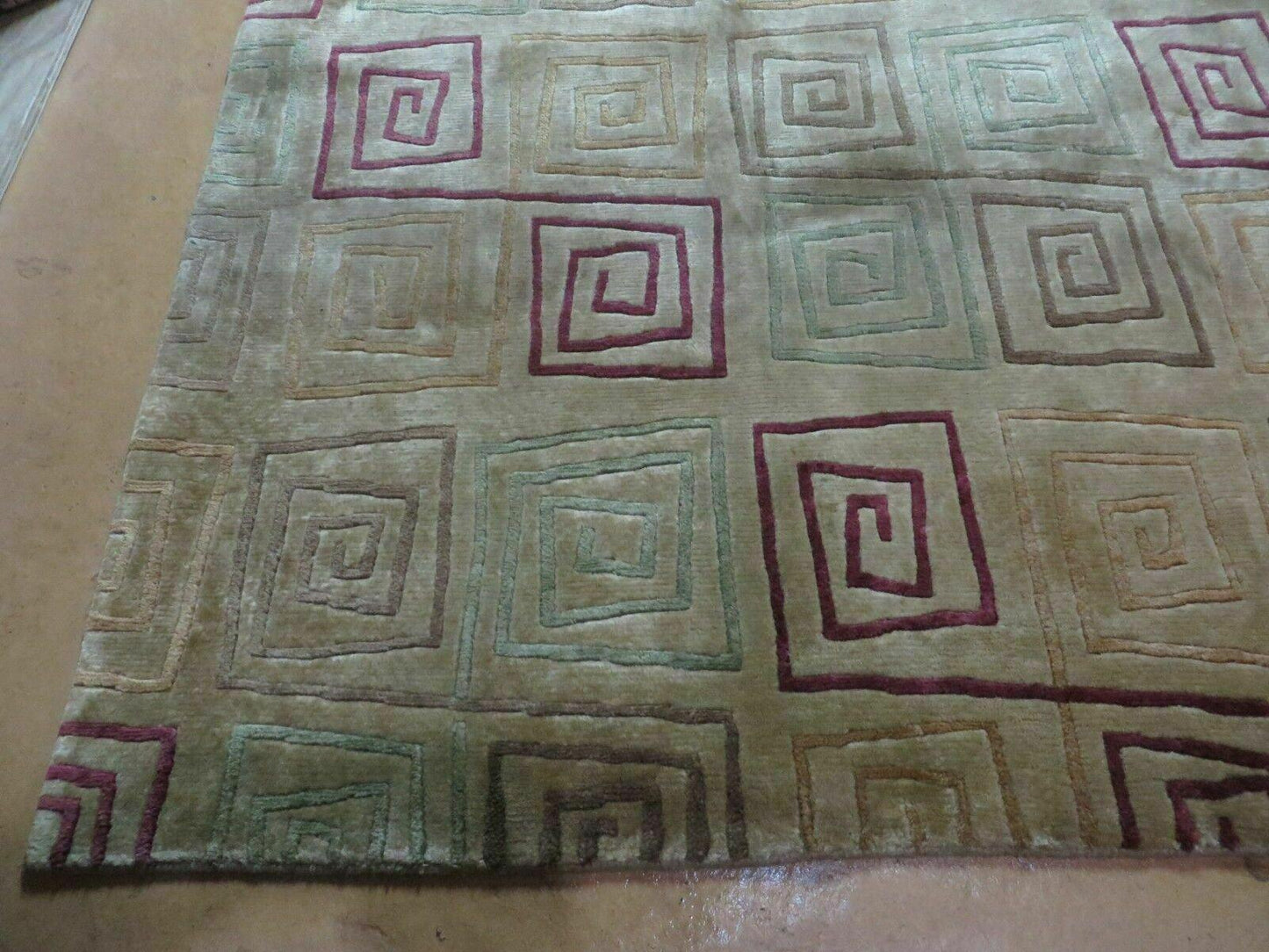 8' X 11' Modern Tibetan Nepal Art Deco Chinese Handmade Wool Silk Rug Abstract - Nuvé