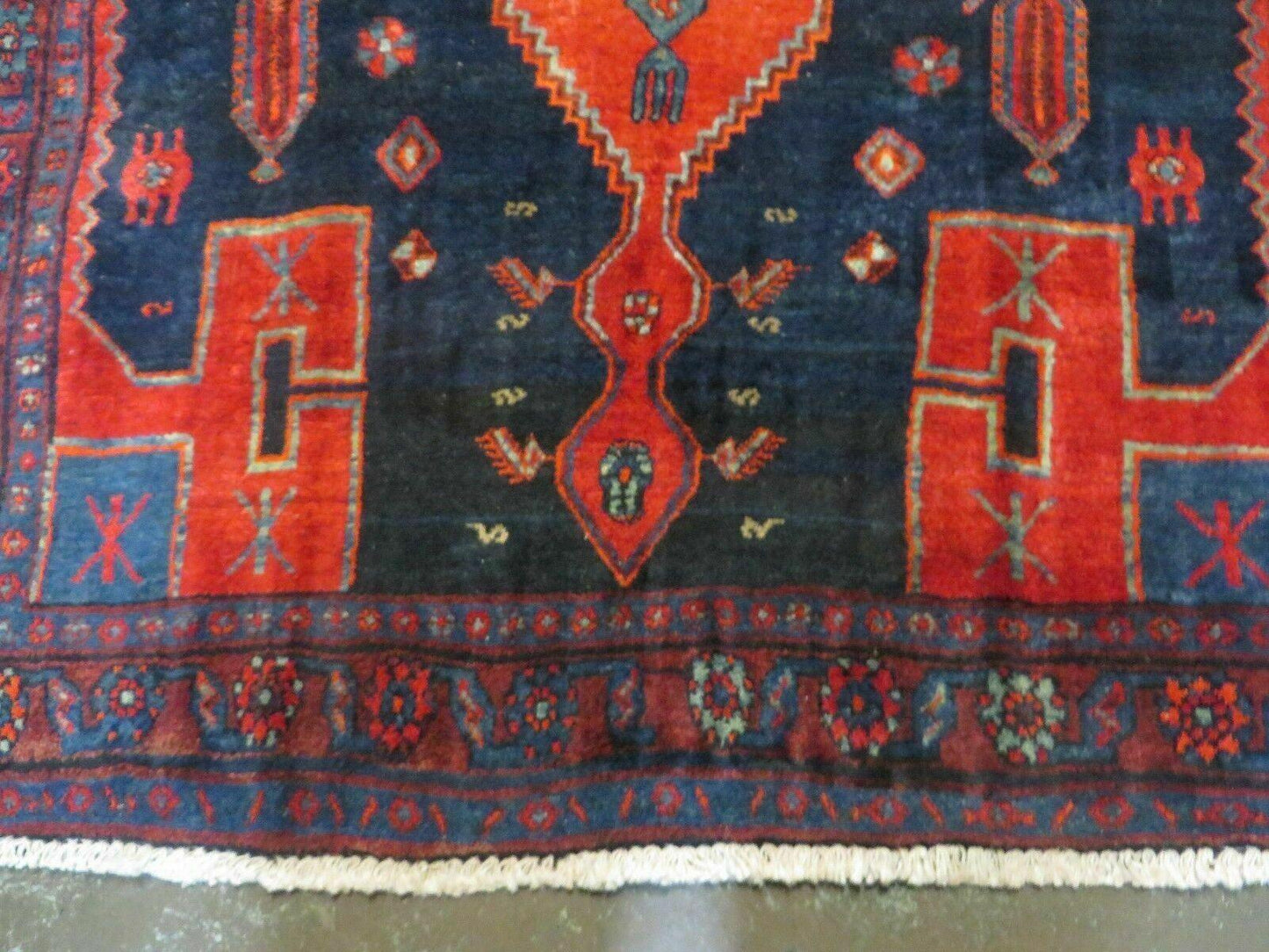 4' 6" X 8' 2" Antique Handmade India Tribal Geometric Wool Rug Red Blue # 129 - Nuvé