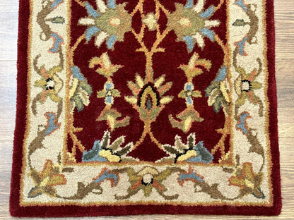 Small Floral Wool Rug 2x3, Safavieh Heritage Collection, Dark Red & Cream - Nuvé