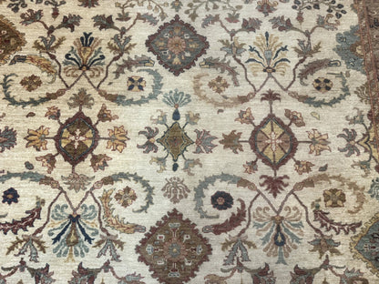Egyptian Rug 9x12, Mahal Sultanabad Carpet, Handmade Wool Rug, Oatmeal Color - Nuvé