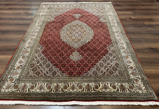 Persian Rug 5x7, Very Fine 330 KPSI, Red and Ivory, Herati Mahi Pattern, Wool & Silk - Nuvé