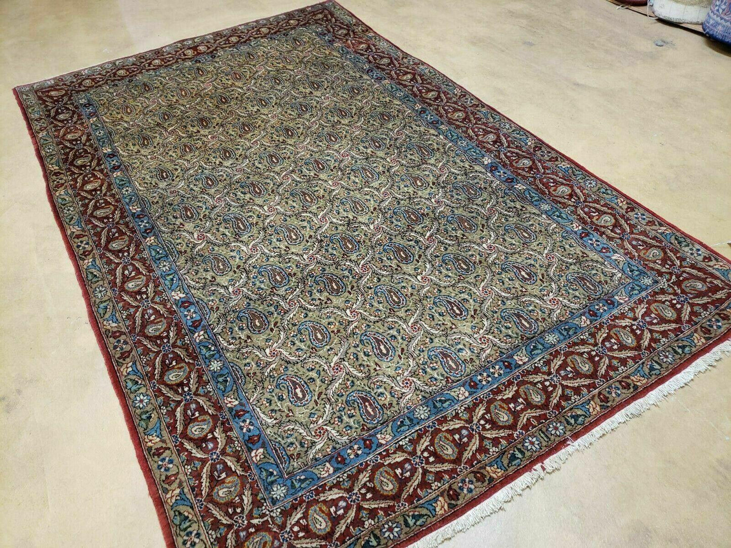4' X 7' Handmade Turkish Wool Rug Paisley Hand Knotted Flowers One Of A Kind - Nuvé