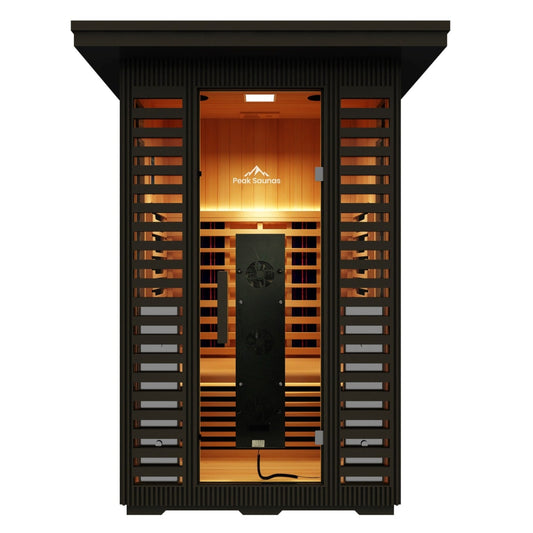 Peak Saunas Patagonia 2-Person Outdoor Full Spectrum Infrared Sauna with XL Medical-Grade Red Light Therapy and Smart WiFi App Control - Nuvé