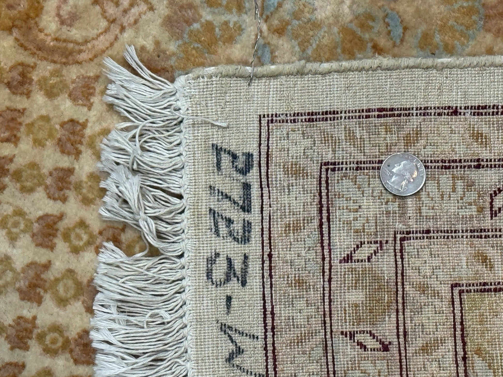 Pakistani Carpet 9x12, Finely Hand Knotted 270 KPSI, Cream, Allover Pattern - Nuvé
