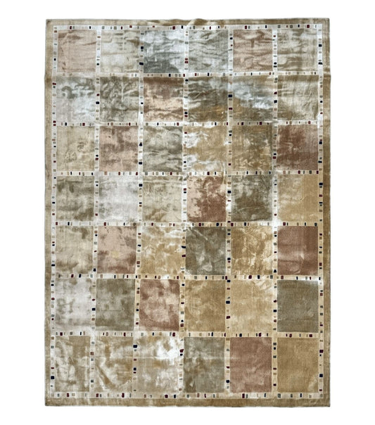 Large Wool Rug 10x13, Panel Design, Modern Contemporary Carpet