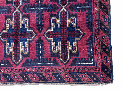 3X5 Vintage Handmade Tribal Wool Rug Balouchi Rug Afghan Rug Red Beige Blue Nice - Nuvé
