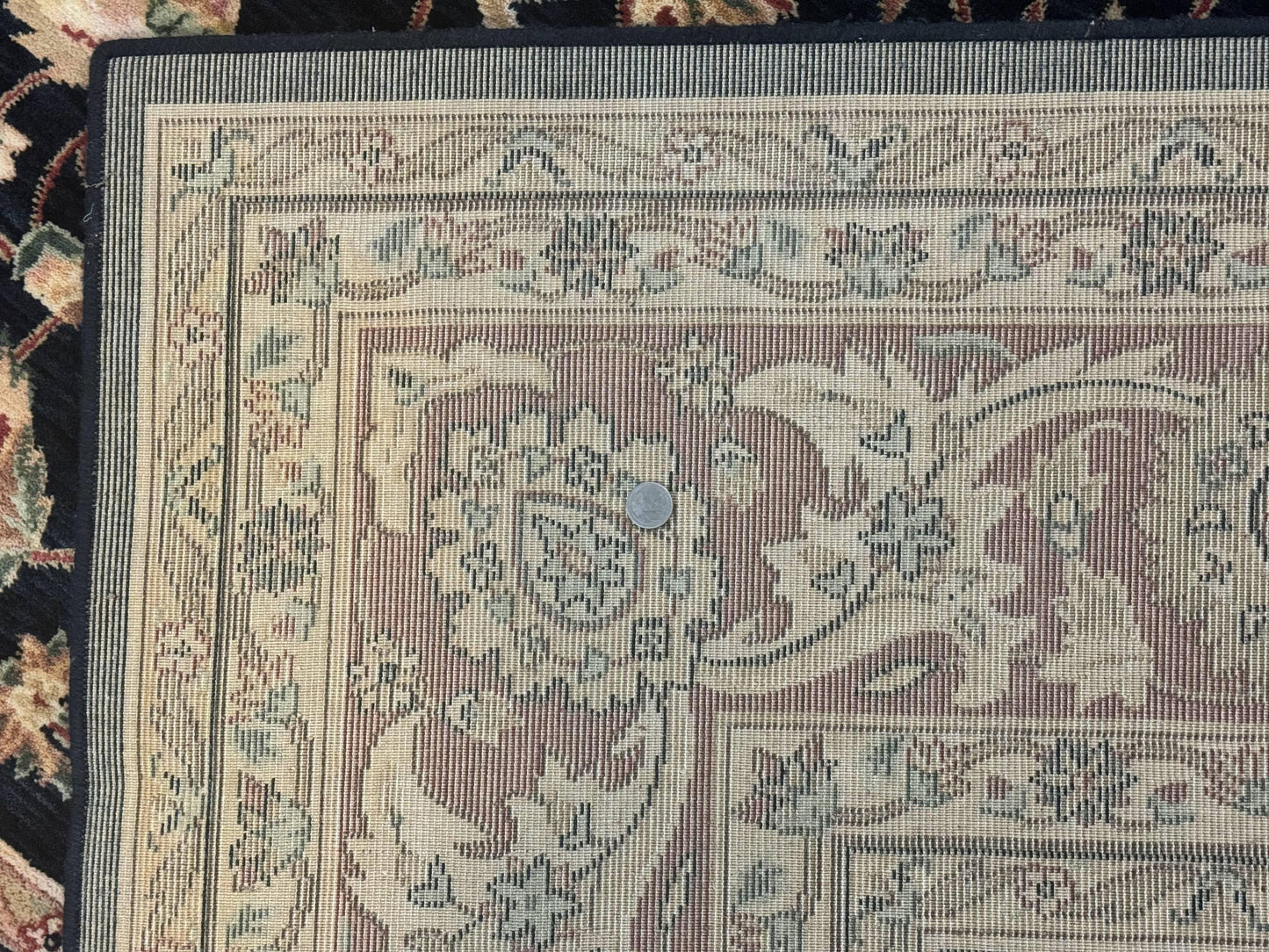 Vintage Oriental Rug 8x11, Floral Persian Design Carpet, Turkish Power Loomed Rug, Navy Blue Red Cream - Nuvé