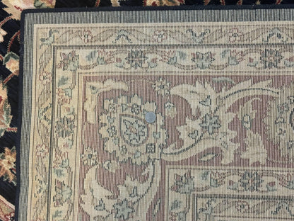 Vintage Oriental Rug 8x11, Floral Persian Design Carpet, Turkish Power Loomed Rug, Navy Blue Red Cream - Nuvé