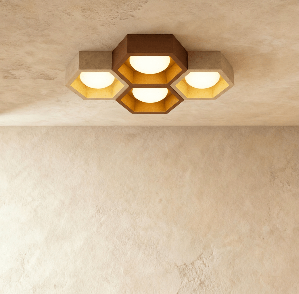 Modern Electa ceiling lamp by Residence Supply with a sleek design and white finish, hanging from a ceiling with a minimalist style.