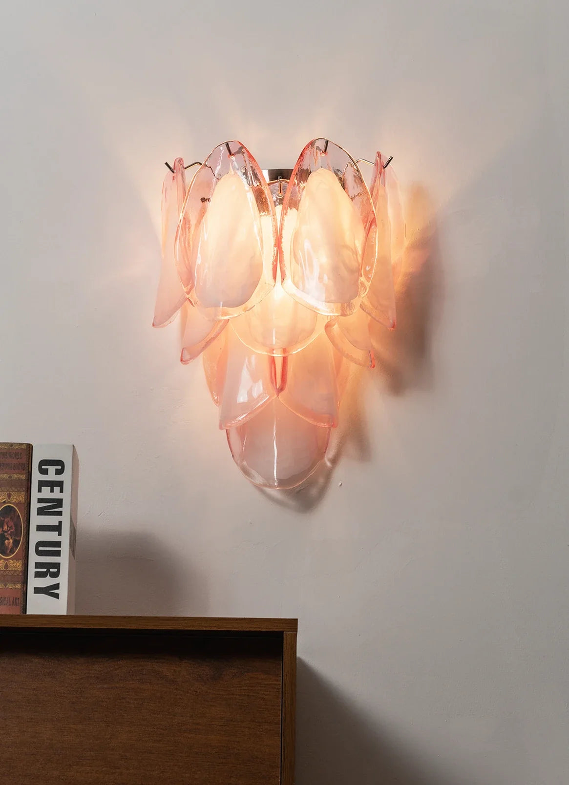 Pink Lotus Textured Glass Wall Sconce
