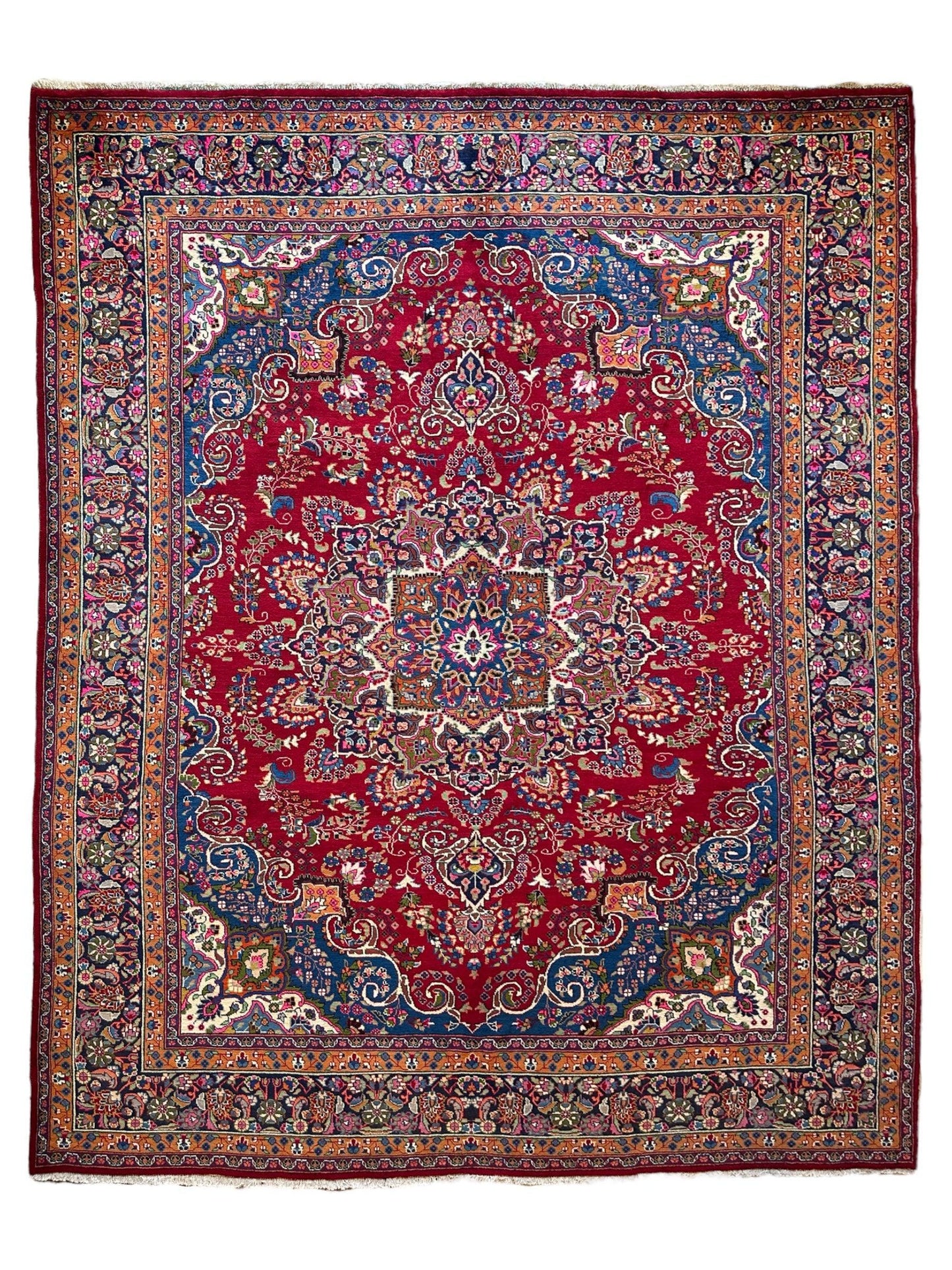 Elegant Mint Vintage 1960's Hand Knotted Veggie Dye Khorasan Area Rug 9’7” x 12’9” - Nuvé