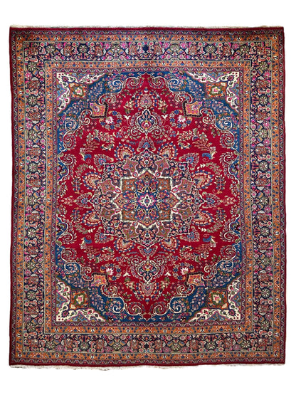 Elegant Mint Vintage 1960's Hand Knotted Veggie Dye Khorasan Area Rug 9’7” x 12’9” - Nuvé