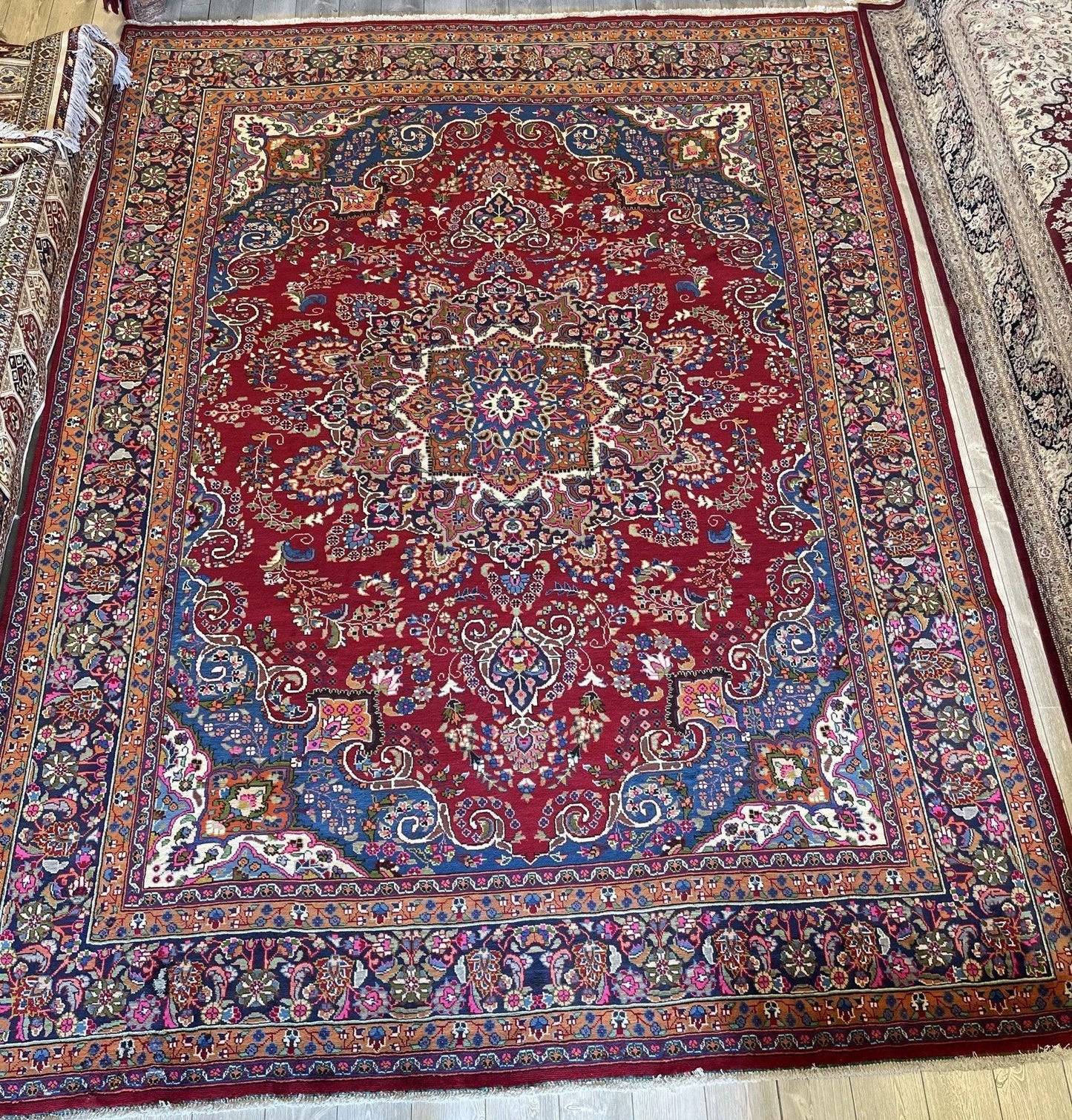 Elegant Mint Vintage 1960's Hand Knotted Veggie Dye Khorasan Area Rug 9’7” x 12’9” - Nuvé