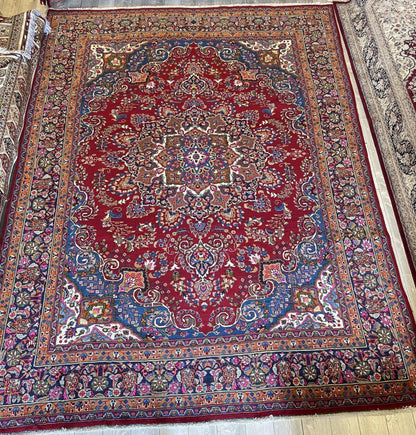 Elegant Mint Vintage 1960's Hand Knotted Veggie Dye Khorasan Area Rug 9’7” x 12’9” - Nuvé