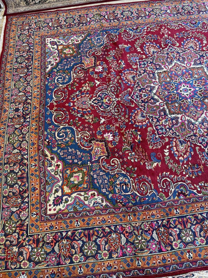 Elegant Mint Vintage 1960's Hand Knotted Veggie Dye Khorasan Area Rug 9’7” x 12’9” - Nuvé