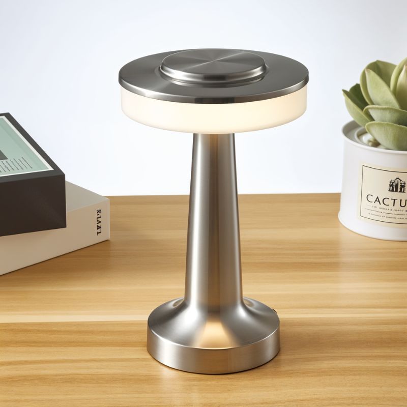 Ellen Rechargeable Table Lamp by Residence Supply featuring a modern design with a white shade and sleek base.