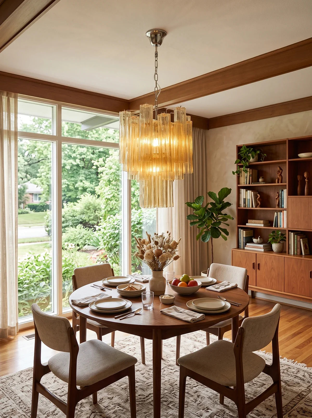 Solene Tiered Amber Glass Chandelier