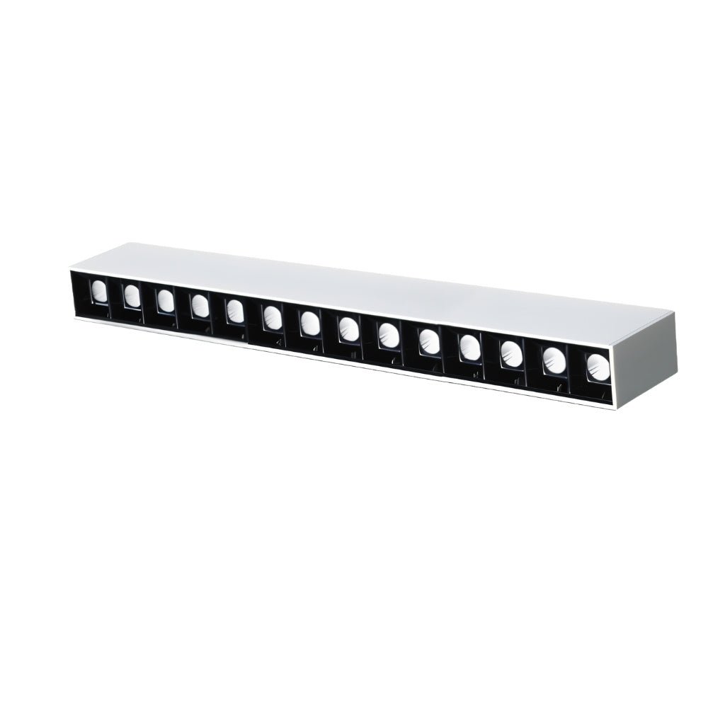 Residence Supply Estoa Downlight installed in ceiling, modern white LED recessed lighting fixture for home or office illumination.