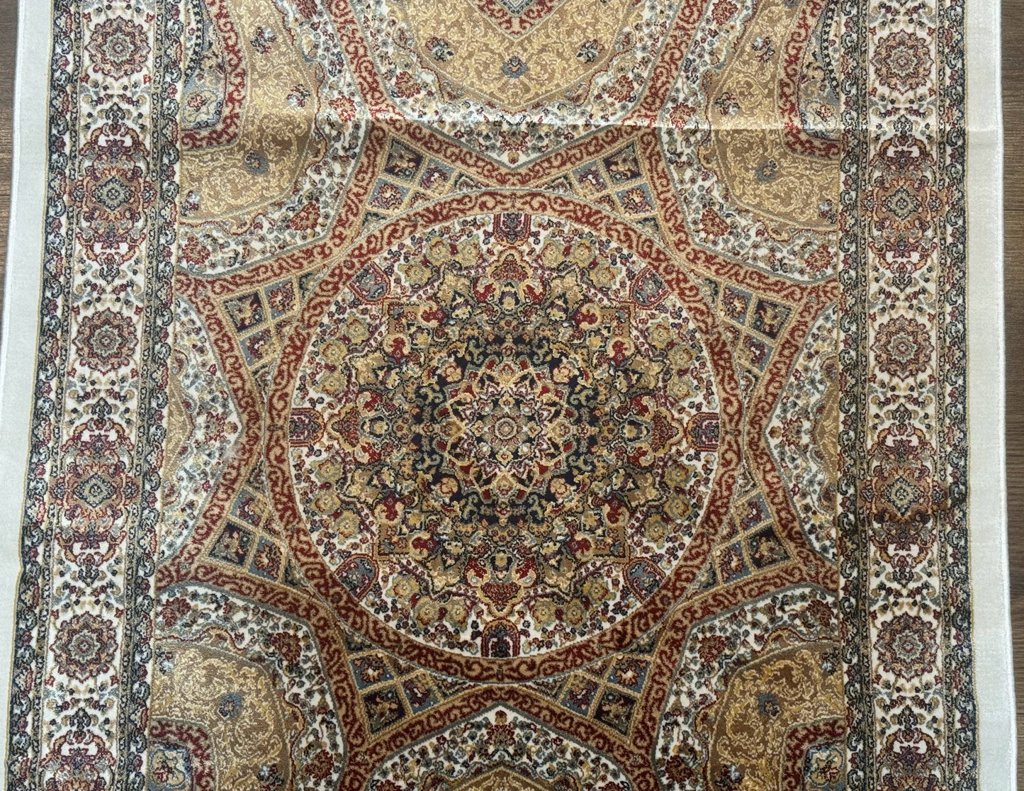 Turkish Silk Runner Rug 2.6 x 13, Dome Design, Hereke Runner, Bamboo Silk, New - Nuvé
