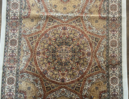 Turkish Silk Runner Rug 2.6 x 13, Dome Design, Hereke Runner, Bamboo Silk, New - Nuvé