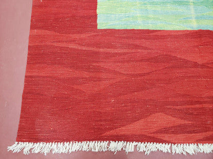 Red Turkish Kilim Rug, 5x7 - 6x8 Rugs, Red and Green Kilim Carpet, Kilim Area Rugs, Flatweave No Pile Rug, New Turkish Rug, Handmade Kilim - Nuvé