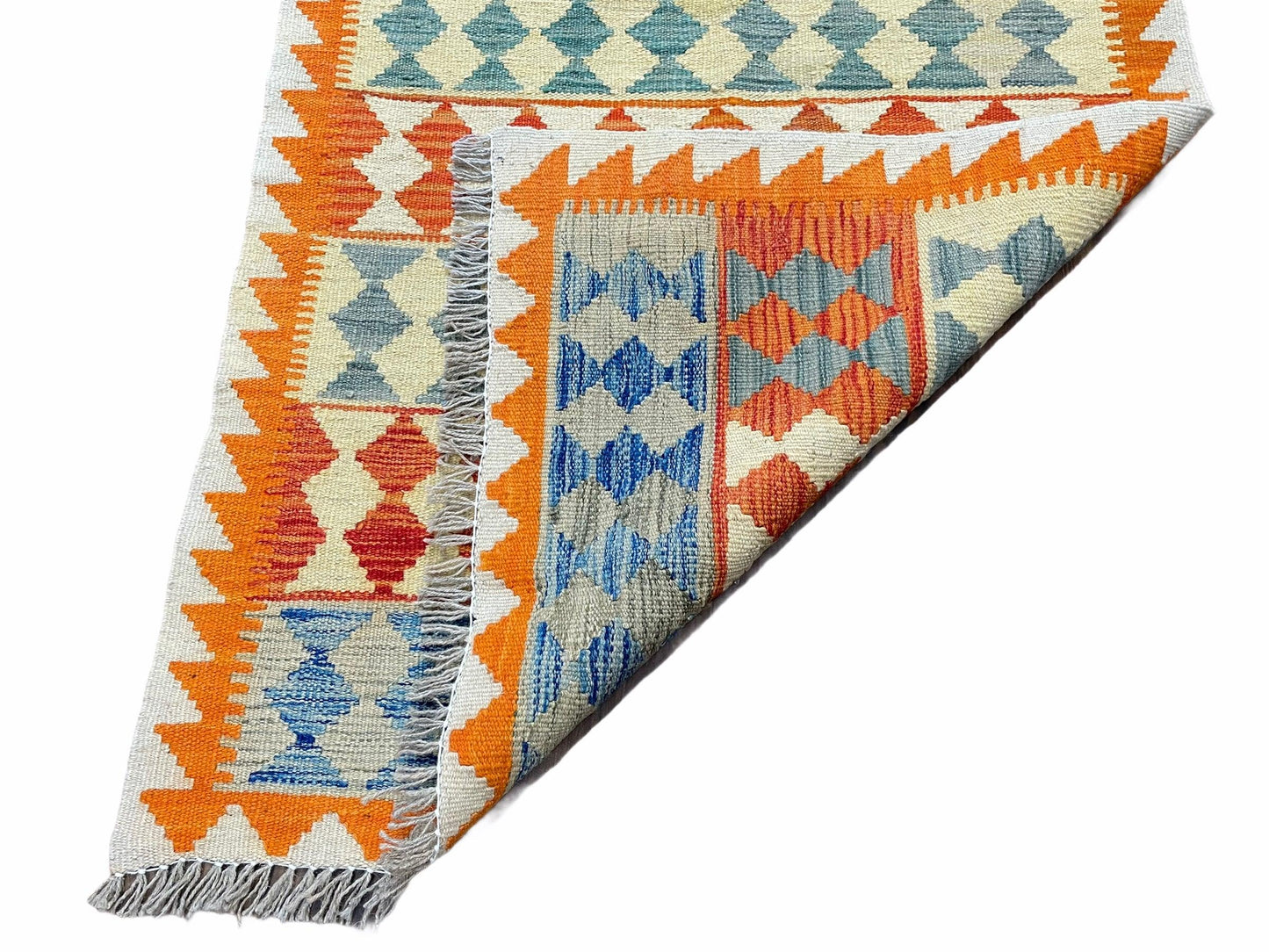Small Chobi Kilim Rug 3x4 Colorful Diamond Kilim Small Turkish Multicolor Kilim with Diamond Pattern Wool Flatweave Nice - Nuvé
