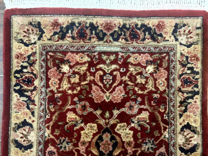 Short Runner Rug 2x6, Fine 200 KPSI, Red Floral Medallion, Wool and Silk Highlights, Persian Runner Rug, Traditional, Sino Persian - Nuvé