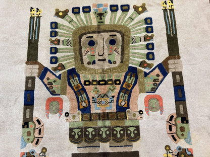South American Rug 6x7, Unique Native American Design, Ivory, Ecuador Rug, Handmade Wool - Nuvé