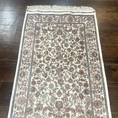 Small Turkish Silk Rug 2.6 x 4, Ivory, Allover Design, Bamboo Silk - Nuvé