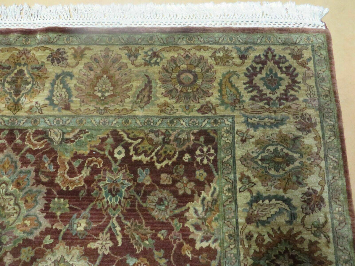 6' X 9' Handmade India Floral Oriental Wool Rug Carpet Tea Wash Red Hand Knotted