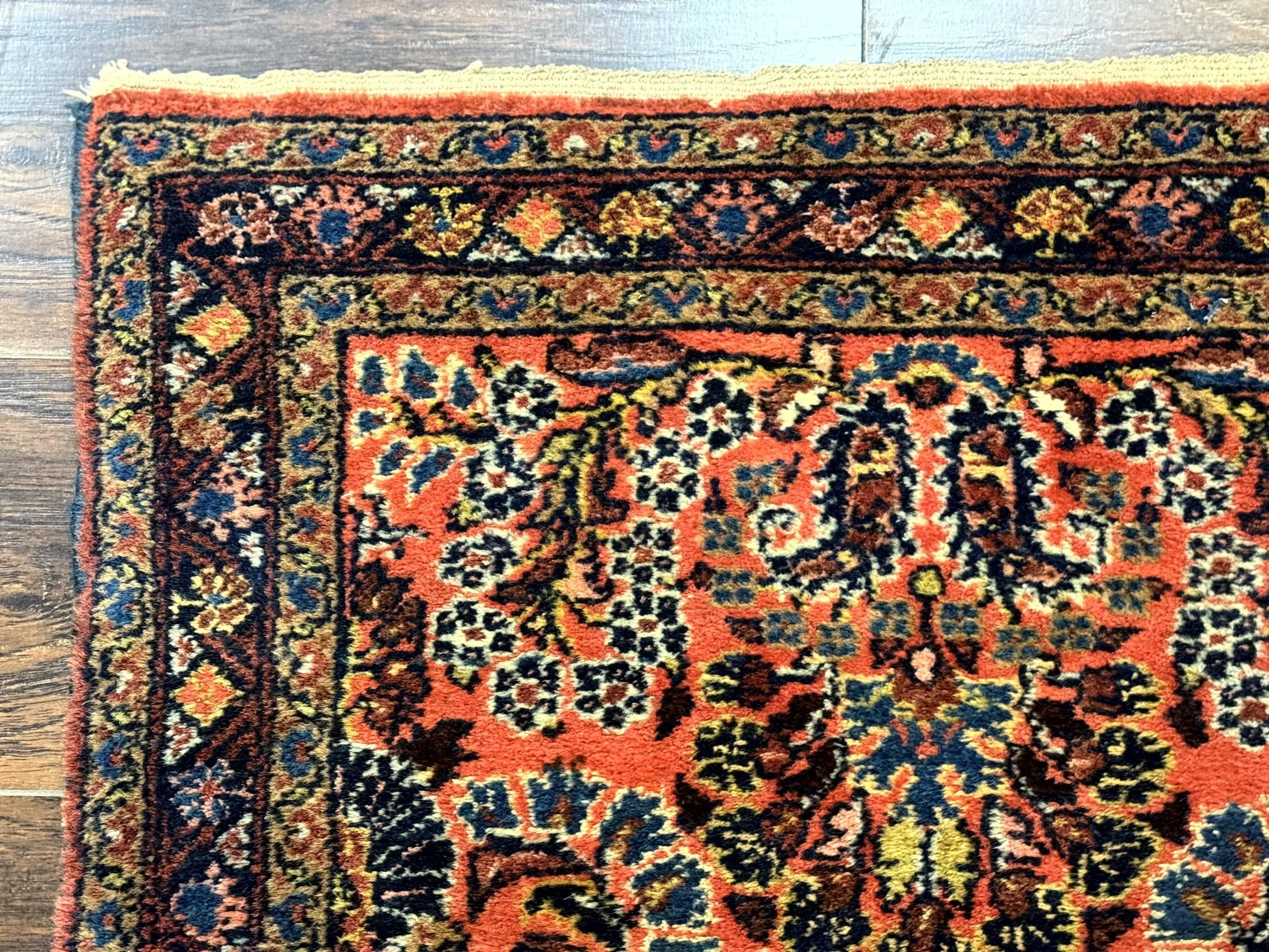 Antique Persian Lilihan Rug 2x4, Red, Floral, Wool, Handmade Lilian Persian Carpet - Nuvé