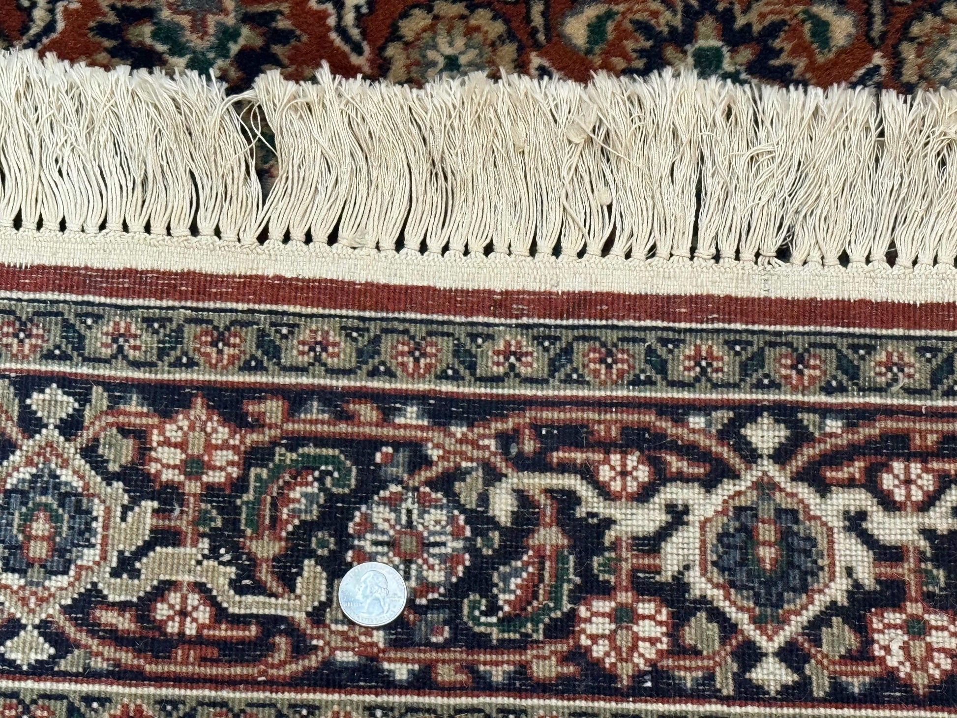 Indo Persian Bijar Rug 3x5, Red and Navy Blue, Allover Pattern, Fine Hand Knotted Wool Carpet - Nuvé