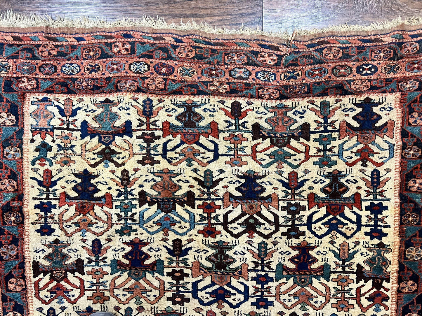 Persian Afshar Rug 5x6, Allover Repeated Motif, Wool Tribal Carpet, Handmade Semi Antique Rug - Nuvé