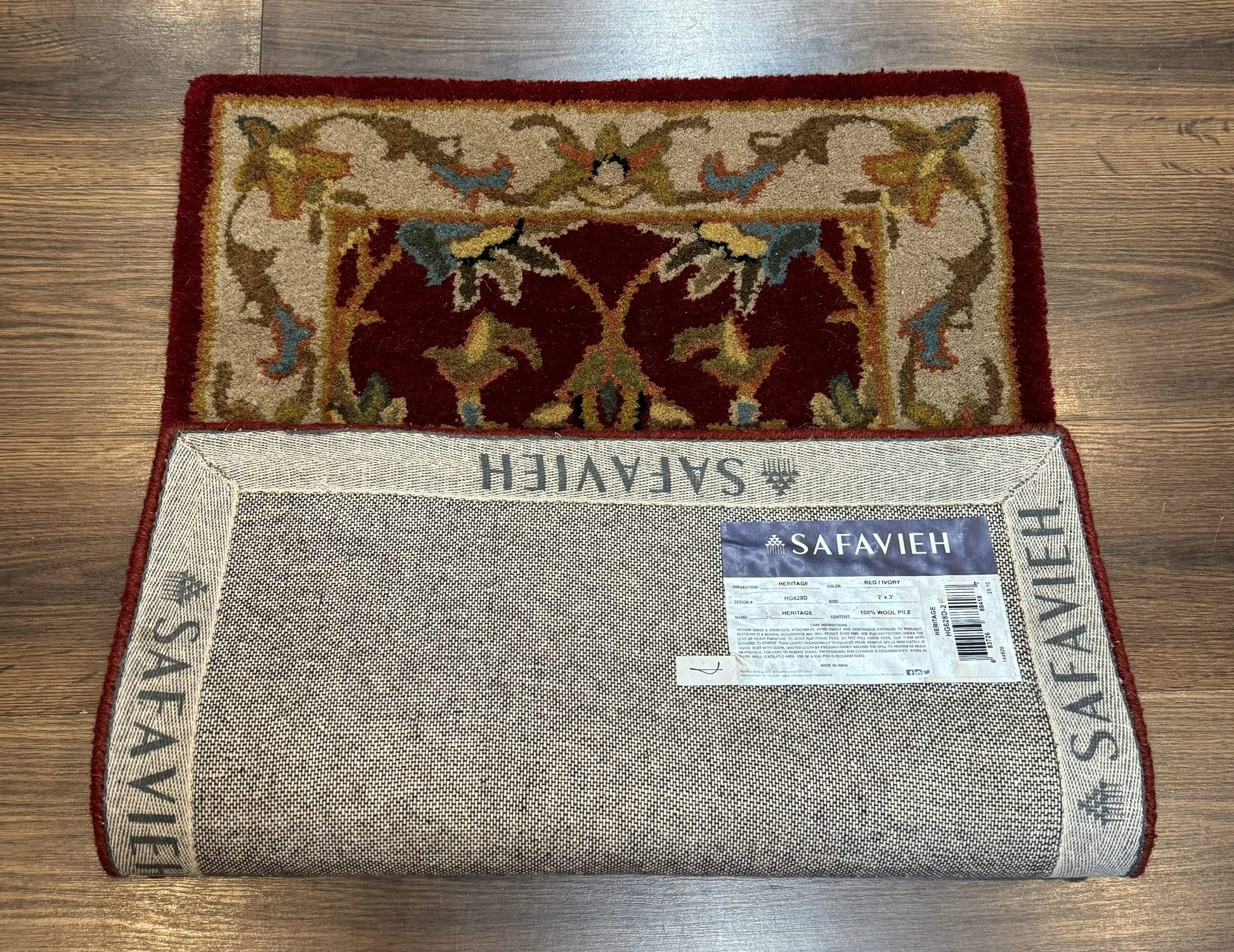 Small Floral Wool Rug 2x3, Safavieh Heritage Collection, Dark Red & Cream - Nuvé
